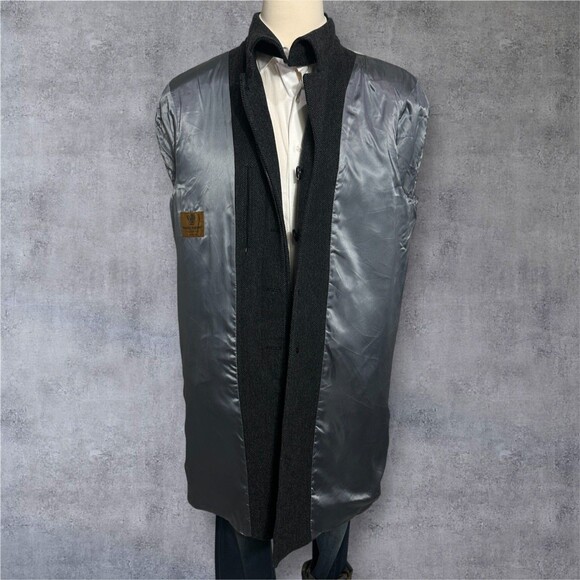 MARIO VALENTE Vintage Men Reglan Overcoat 42R Herringbon MADE IN ITALY Gray Coat - Picture 8 of 16